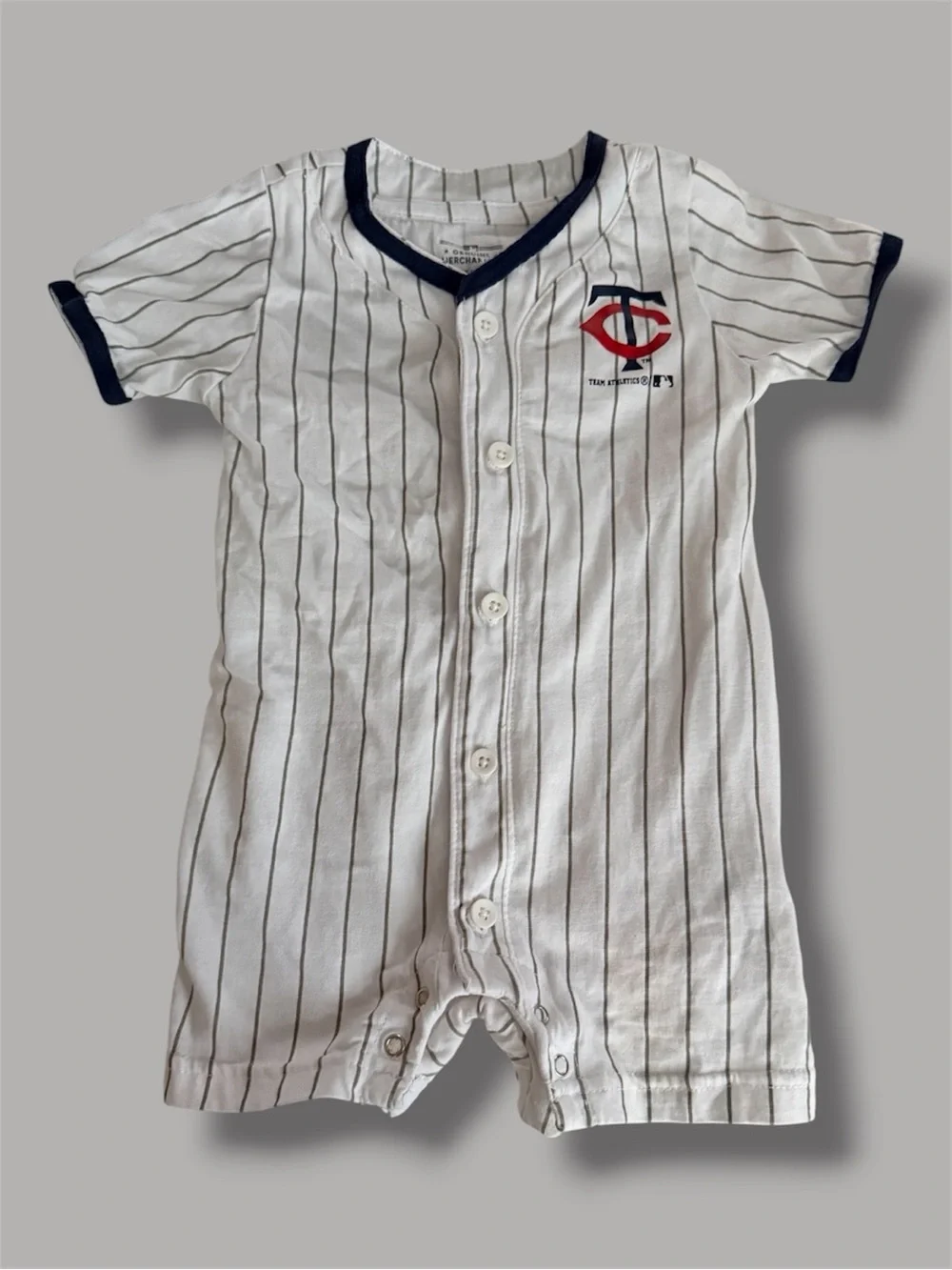 MLB Minnesota Twins Baby Pinstripe One-Piece - White, Navy, Red (12M)